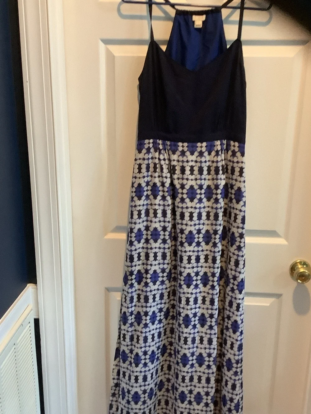 J. Crew Royal Blue and Navy Slip Dress, spaghetti strap